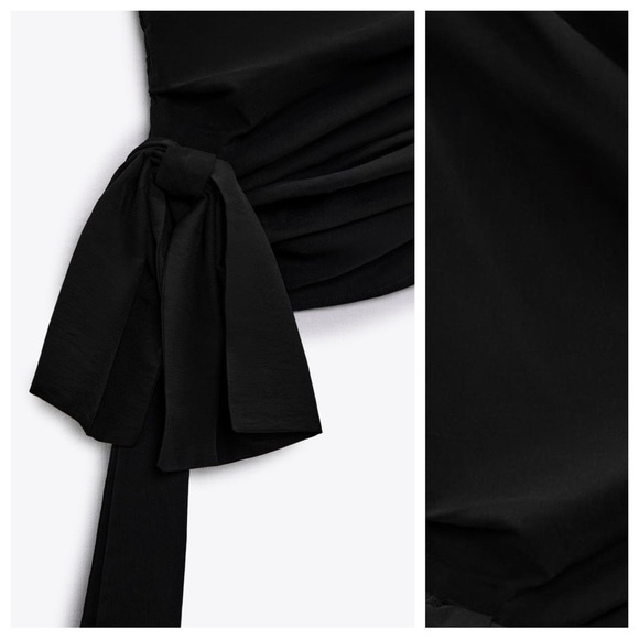 NWT. Zara Black Asymmetric Tied Top. Size S. - Picture 6 of 10